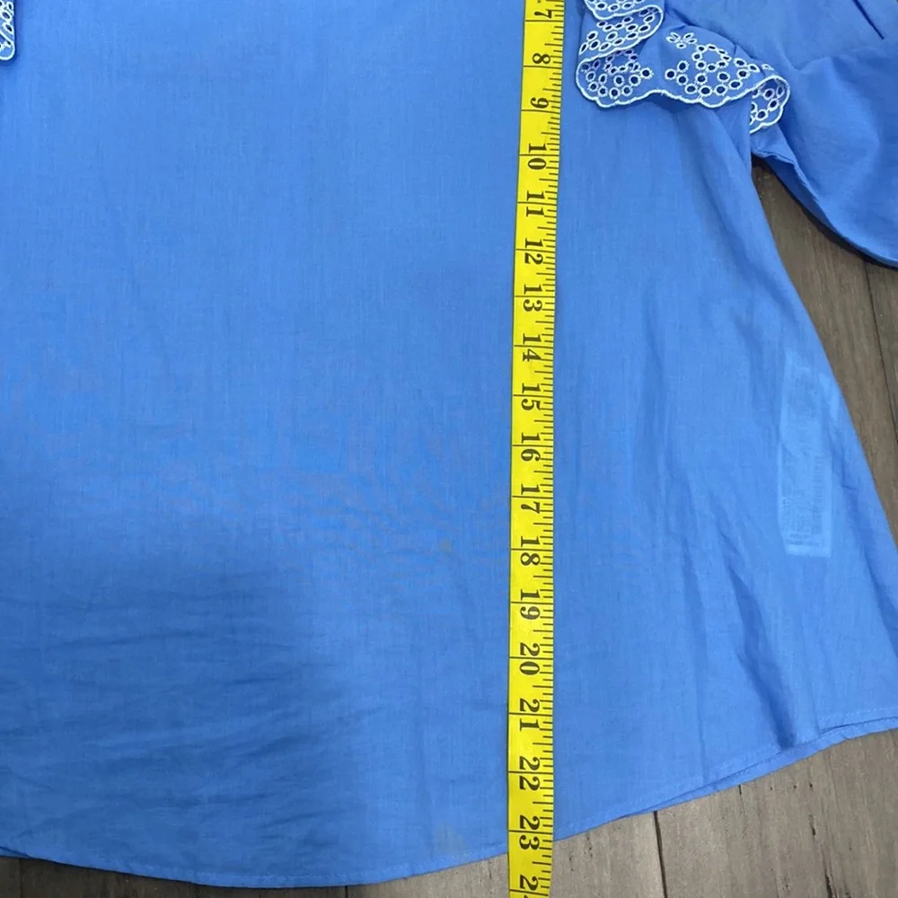 Zara blouse eyelet ruffle light‎ blue - Picture 9 of 10